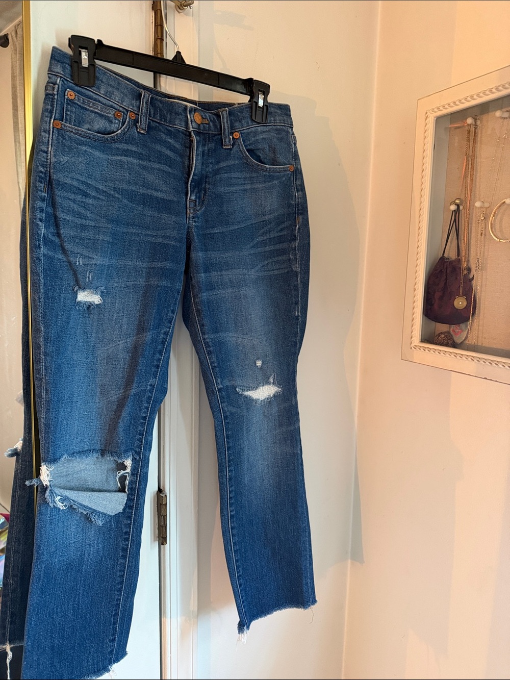 Madewell Distressed slim Boyfriend Jeans in Medium Blue